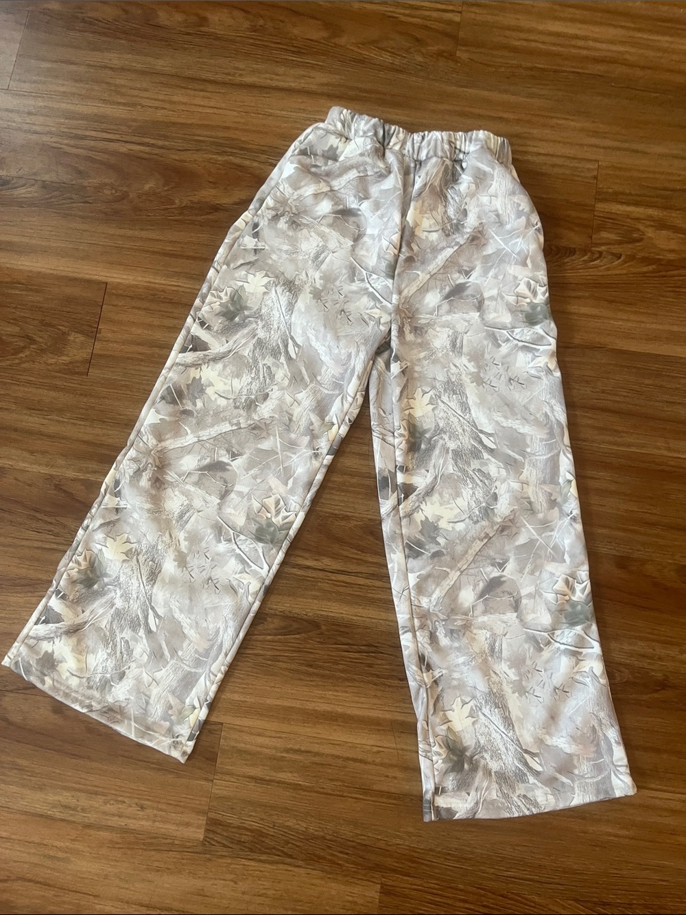 Light Gray Marble-camo Print Wide Leg Pants